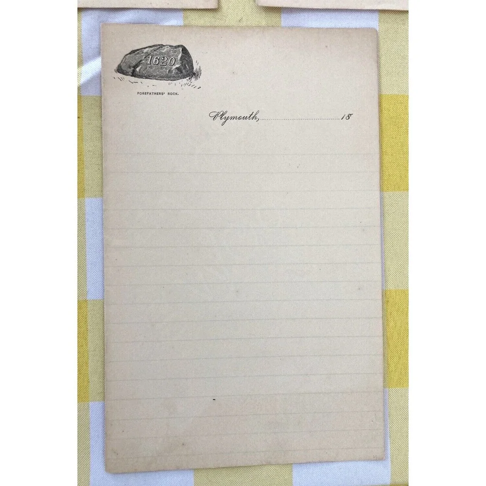 Antique vintage souvenir stationery paper ephemera Plymouth Rock 19th century